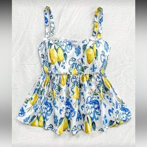 Floral Lemon Print Women's Top